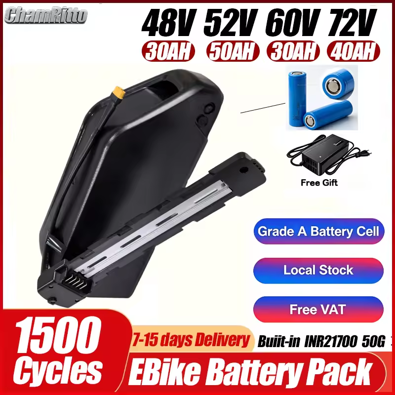 Cham 52v 48v 72v 50ah 60ah Bat - огляд і ціна Ebike Battery 48V 20Ah Hailong